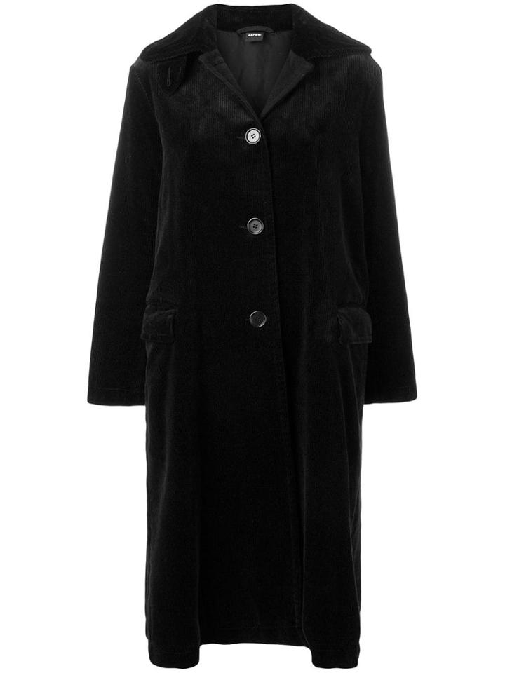 Aspesi Single-breasted Corduroy Coat - Black