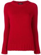 Aragona Wide Neck Sweater - Red