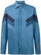 Neil Barrett - Stripe Panel Shirt - Men - Silk/cotton/polyester - 41, Blue, Silk/cotton/polyester