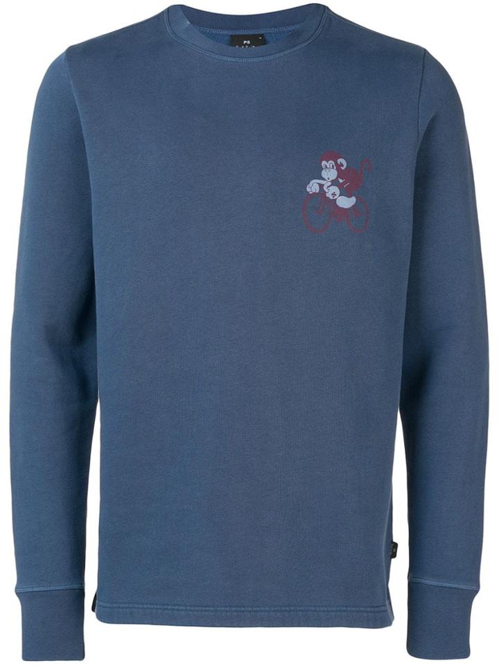 Ps Paul Smith Cycling Monkey Print Sweatshirt - Blue