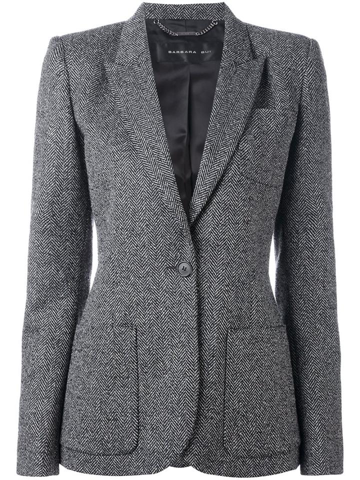Barbara Bui Herringbone Blazer, Women's, Size: 40, Black, Silk/polyamide/spandex/elastane/wool