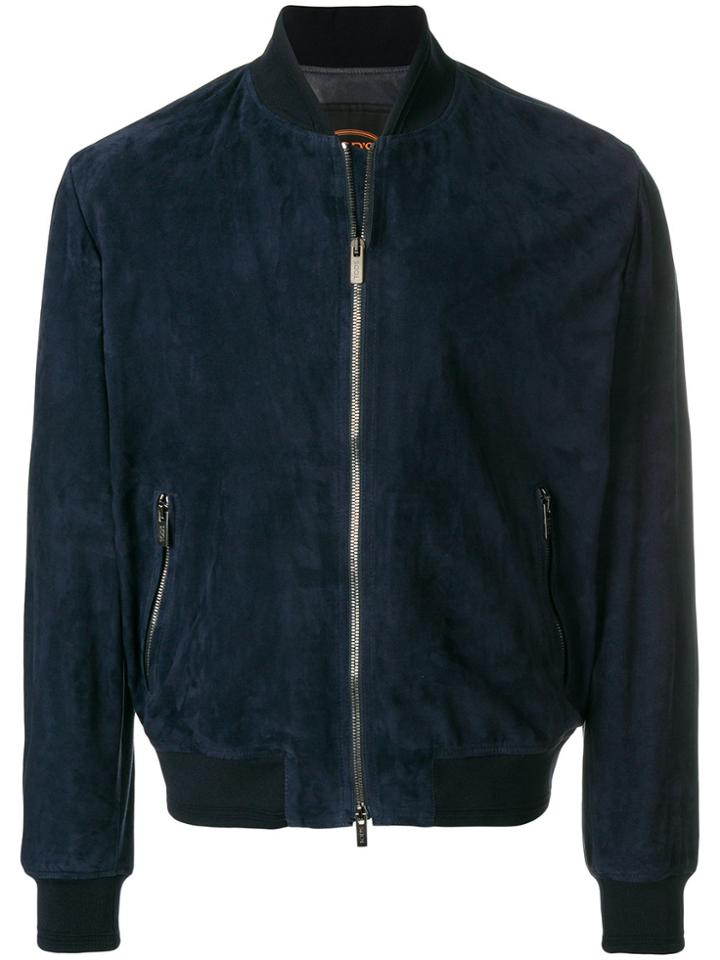 Tod's Suede Bomber Jacket - Blue