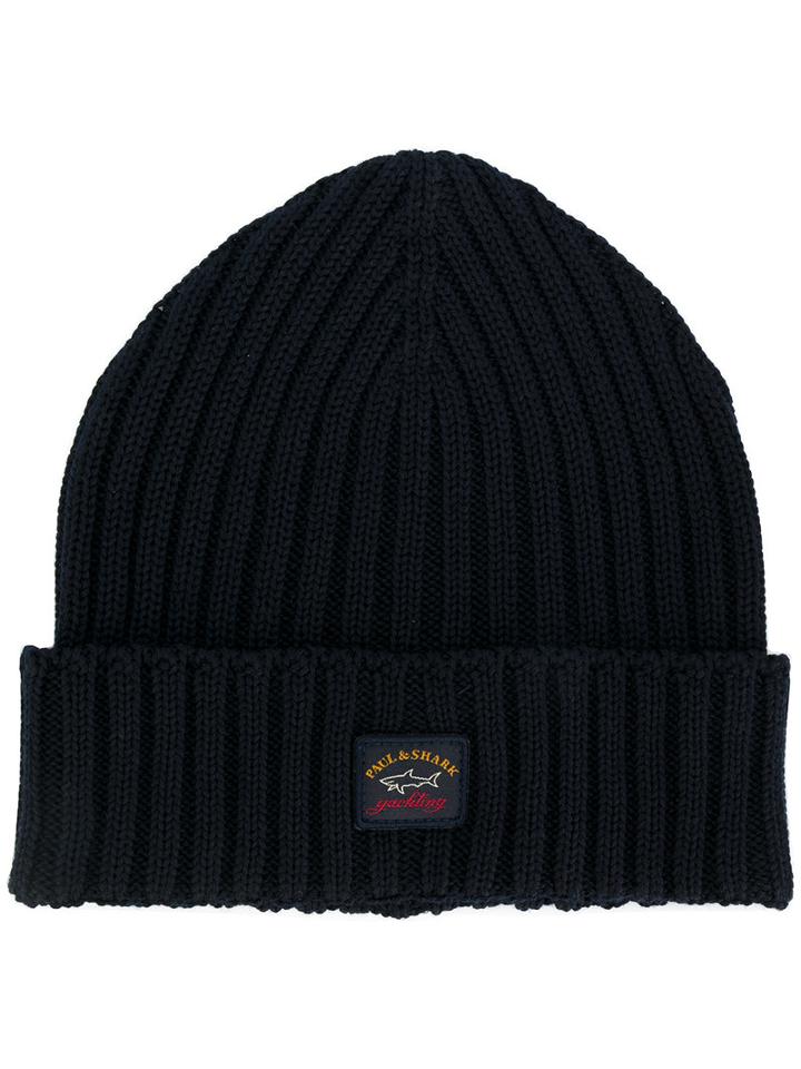 Paul & Shark - Ribbed Beanie - Men - Virgin Wool - One Size, Blue, Virgin Wool