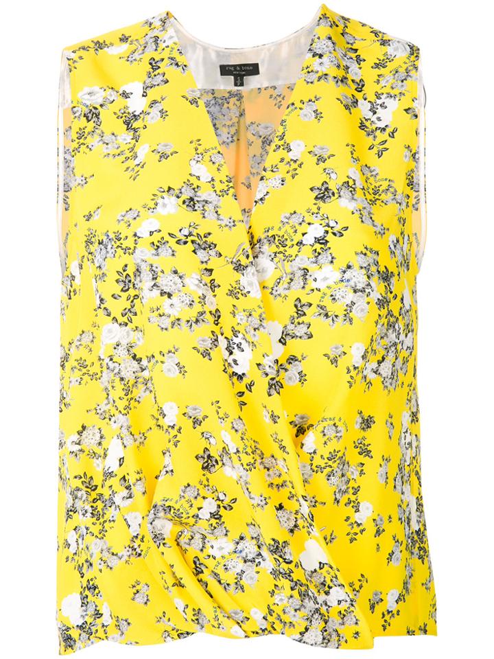 Rag & Bone Wrap Floral Blouse - Yellow & Orange