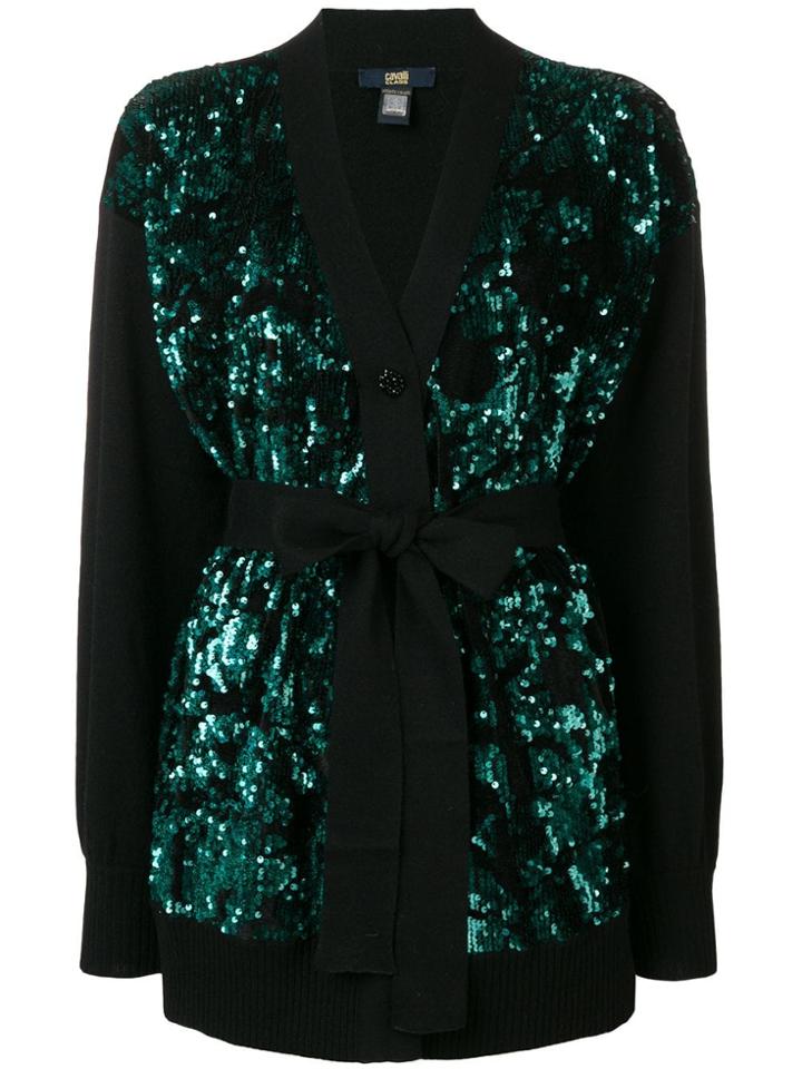 Cavalli Class Sequin Embellished Cardigan - Black