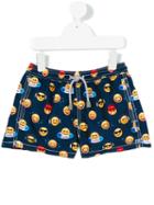 Mc2 Saint Barth Kids Emoticon Swim Shorts, Boy's, Size: 12 Yrs, Blue