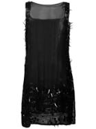 Jean Paul Gaultier Vintage Sheer Sequinned Shift Dress, Women's, Size: 38, Black