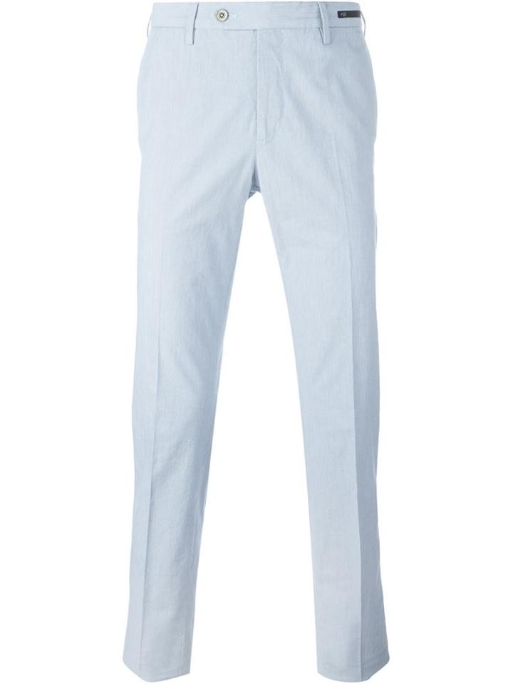 Pt01 Front Pleated Trousers, Men's, Size: 54, Blue, Cotton/spandex/elastane