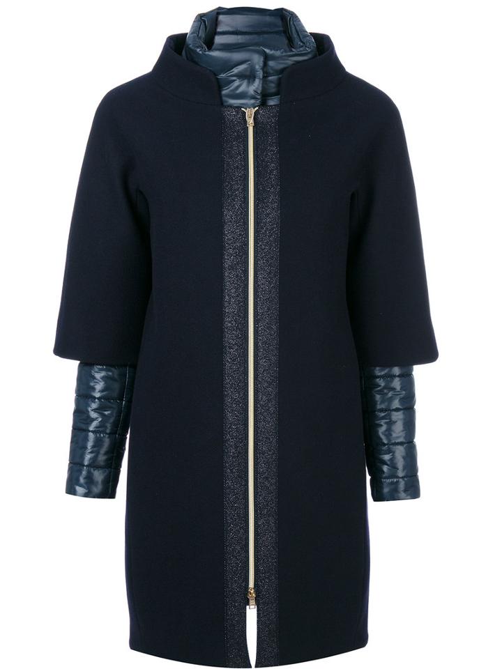 Herno - Layered Puffer Jacket - Women - Cotton/polyamide/polyester/wool - 46, Blue, Cotton/polyamide/polyester/wool