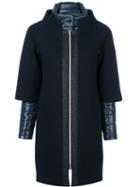 Herno - Layered Puffer Jacket - Women - Cotton/polyamide/polyester/wool - 46, Blue, Cotton/polyamide/polyester/wool