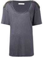 Pierre Balmain Embellished Epaulette T-shirt - Grey