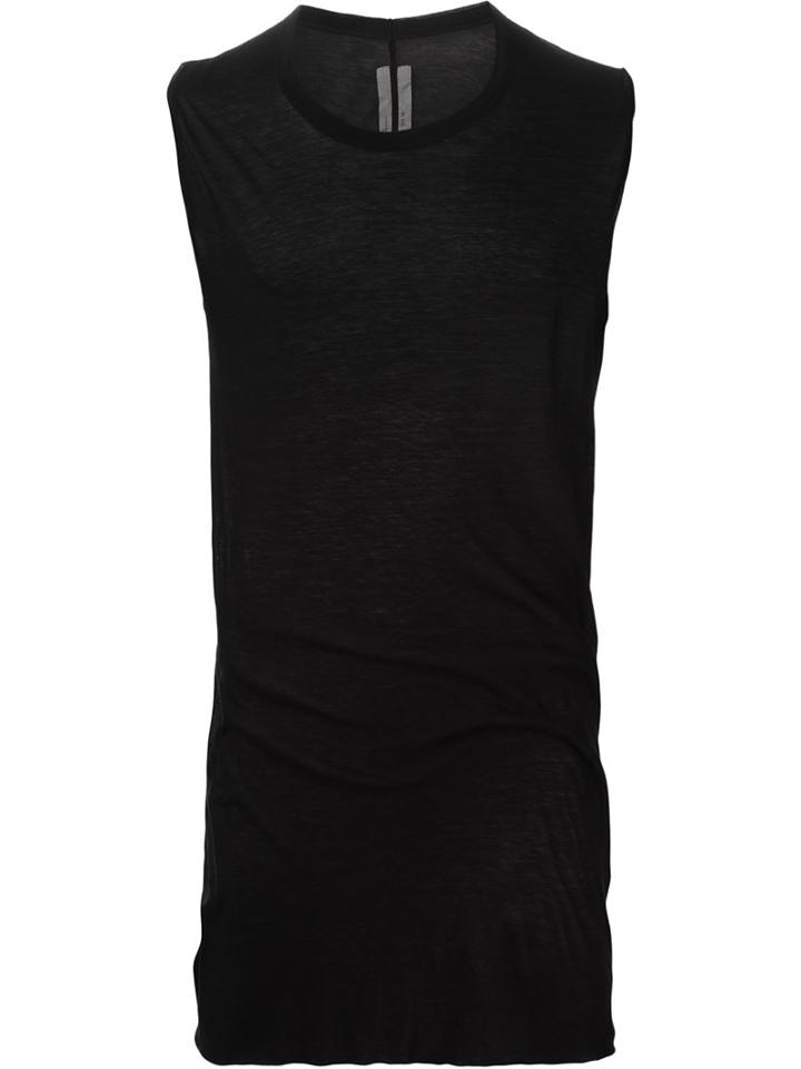 Rick Owens Round Neck Tank Top, Men's, Size: Large, Black, Cotton