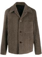 Lemaire Single-breasted Shearling Coat - Grey