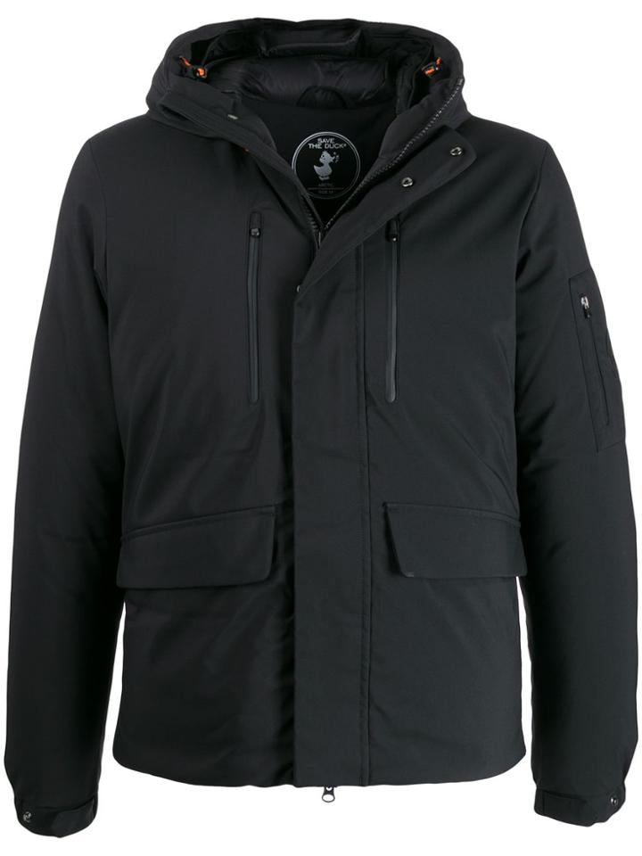 Save The Duck Technical Material Short Zipped Jacket - Black