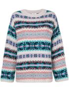 Closed Fairisle Knitted Sweater - Grey