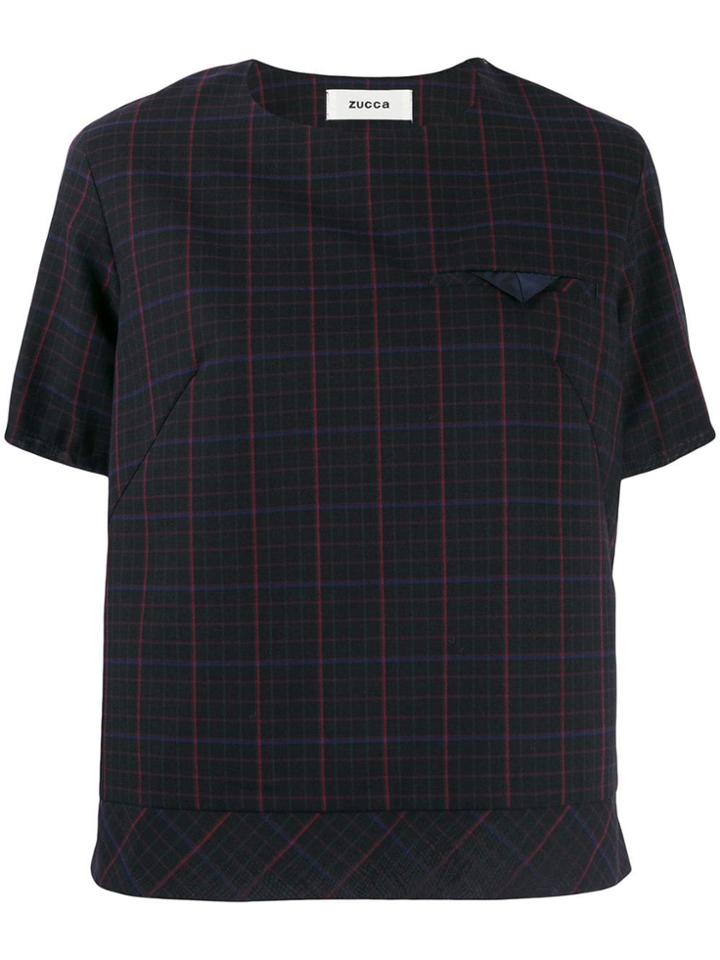 Zucca Checked Boxy T-shirt - Black