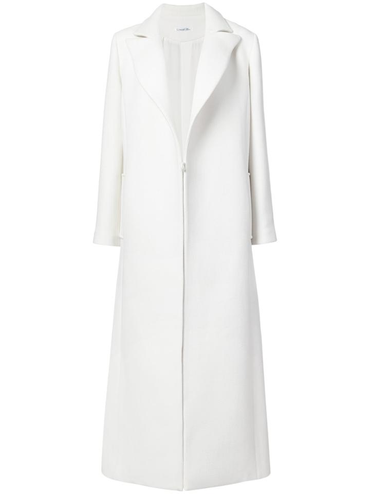 Oscar De La Renta Single Breasted Long Coat - White