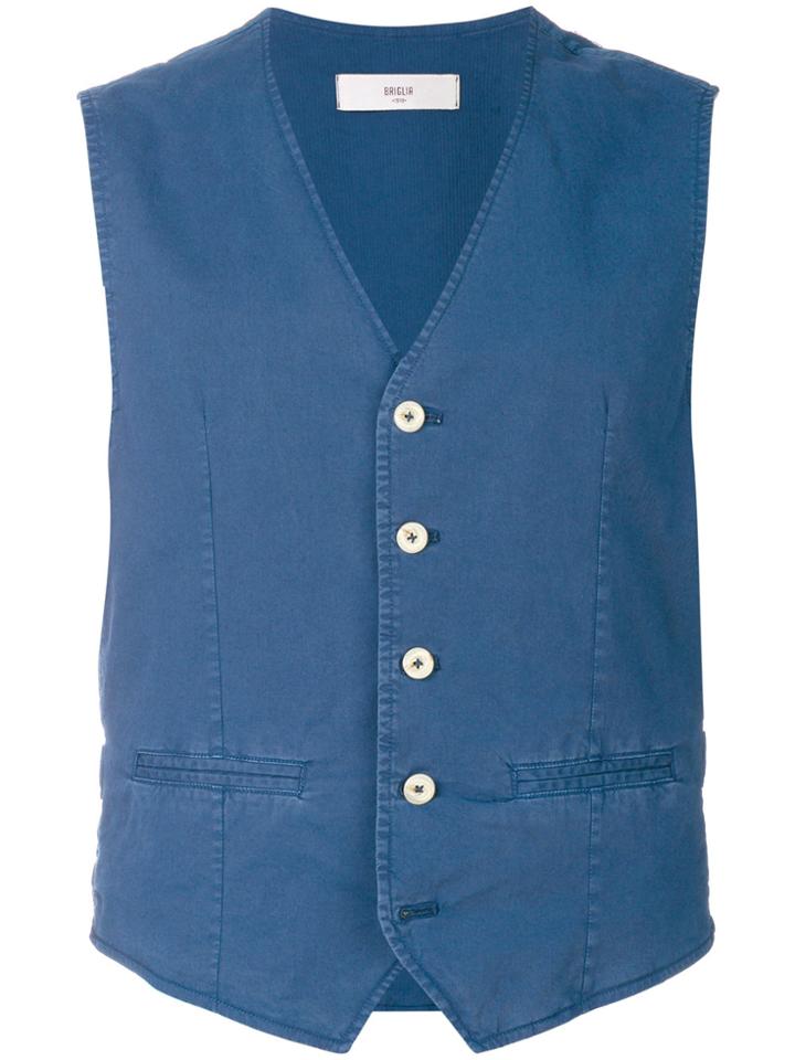 Briglia 1949 V-neck Gilet - Blue