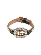Gucci Leather Bracelet With Double G - Black