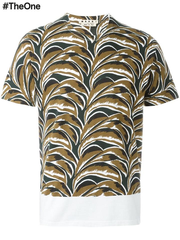 Marni Abstract Print T-shirt, Men's, Size: 52, White, Cotton
