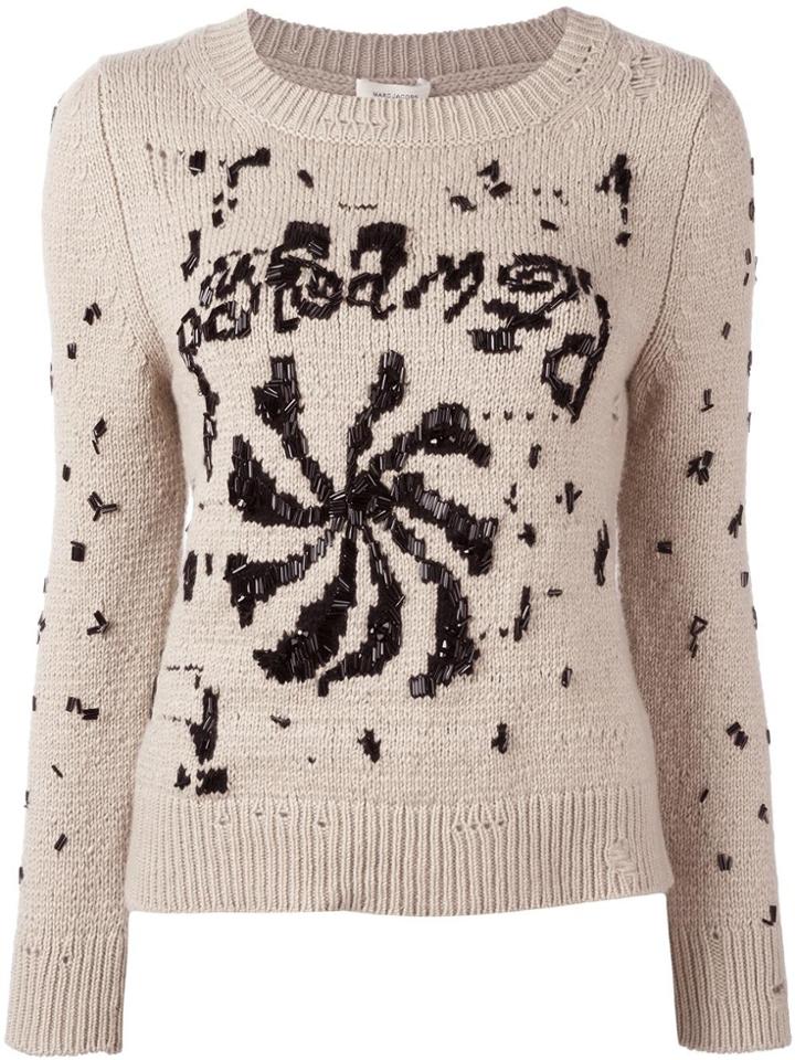 Marc Jacobs Embellished Round Neck Jumper - Nude & Neutrals