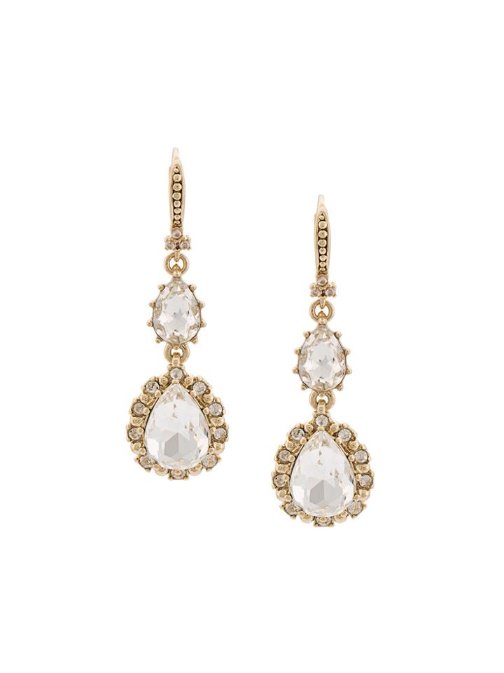Marchesa Notte Floral Drop Pendant Earrings - Grey