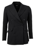 Yang Li Double Breasted Blazer, Men's, Size: 52, Black, Silk/cotton/cupro