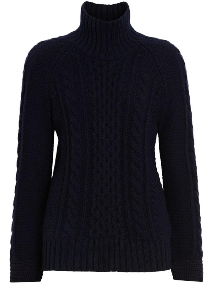 Burberry Cable Knit Turtleneck Jumper - Blue
