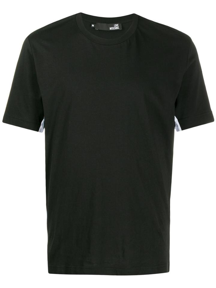 Love Moschino Camiseta Mc Negra Bandas Logos - Black