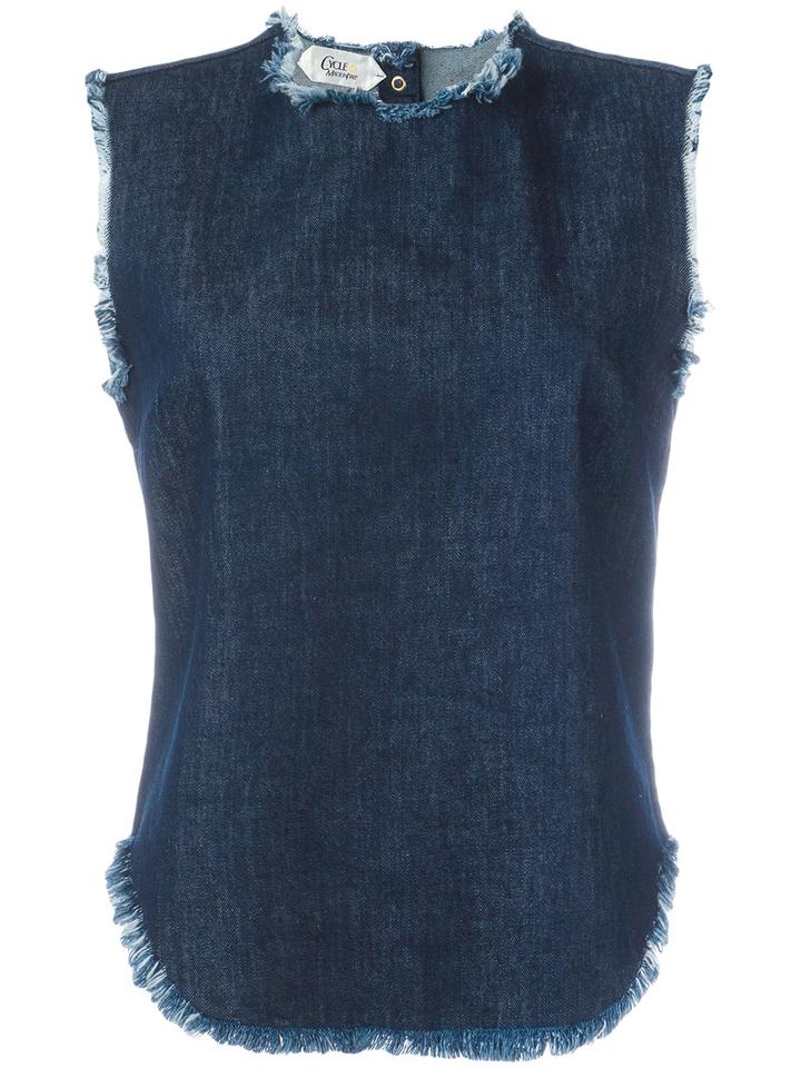 Cycle - Sleeveless Frayed Denim Top - Women - Cotton - L, Blue, Cotton