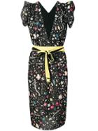 Elisabetta Franchi Floral-print Cap Sleeve Dress - Black