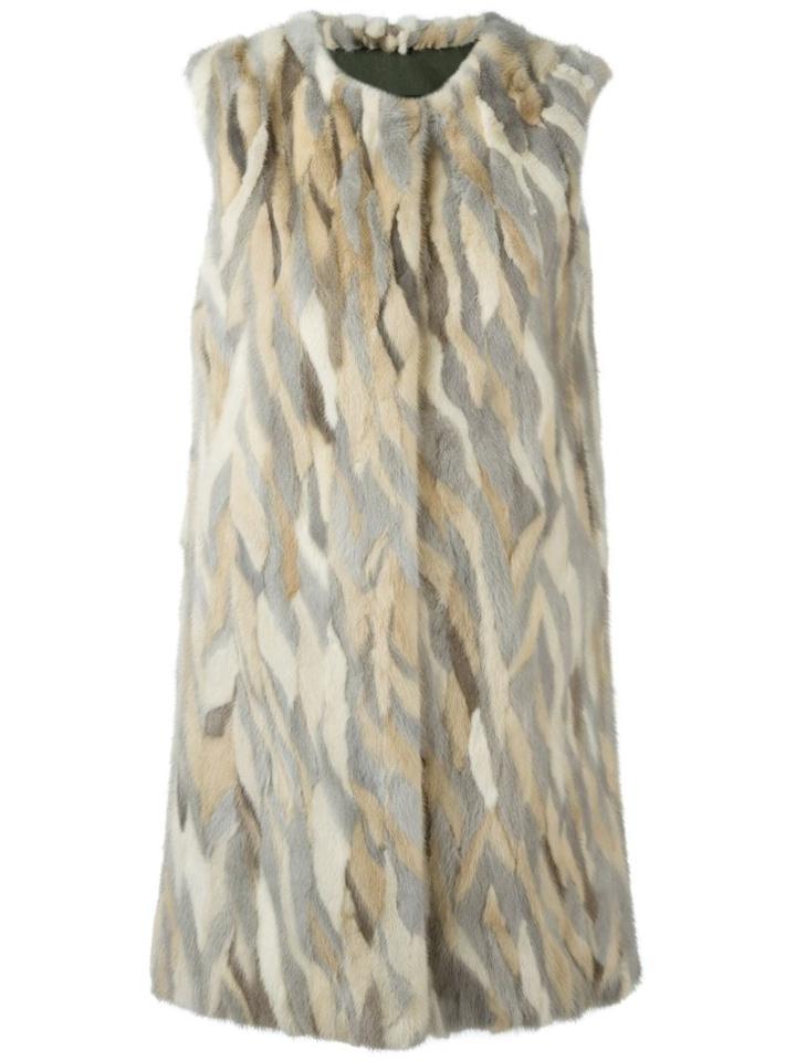 Liska Sleeveless Mink Fur Coat, Women's, Size: Small, Beige, Mink Fur/cotton
