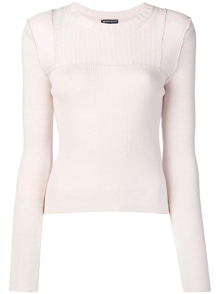 Ann Demeulemeester Ribbed Panel Jumper - Neutrals