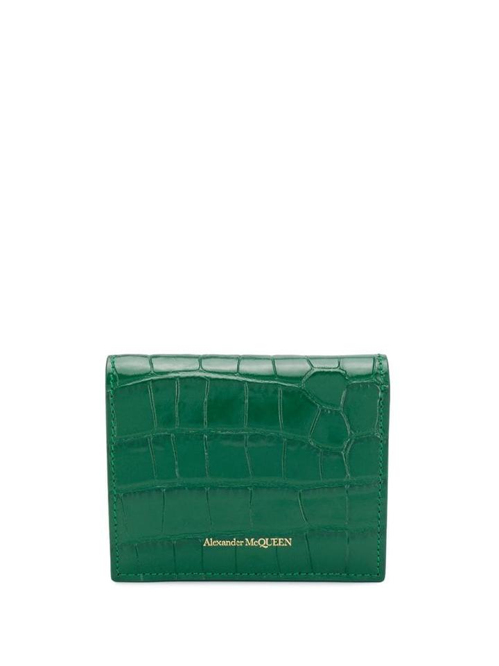 Alexander Mcqueen Crocodile Effect Wallet - Green