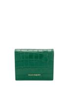 Alexander Mcqueen Crocodile Effect Wallet - Green