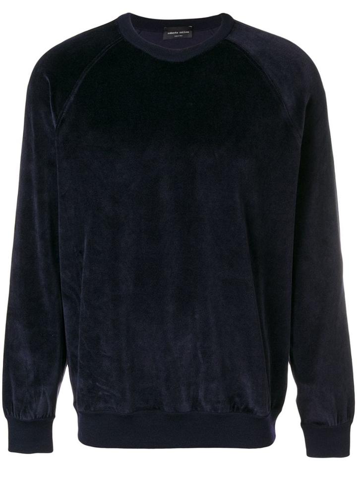Roberto Collina Velvet Crew Neck Sweater - Blue