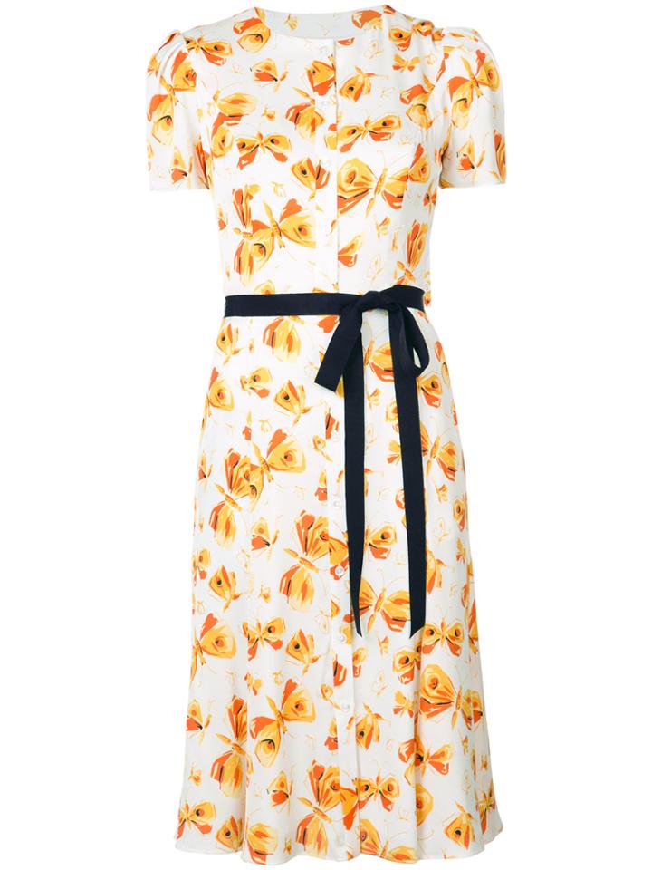 Carolina Herrera Butterfly Sash Shift Dress - White