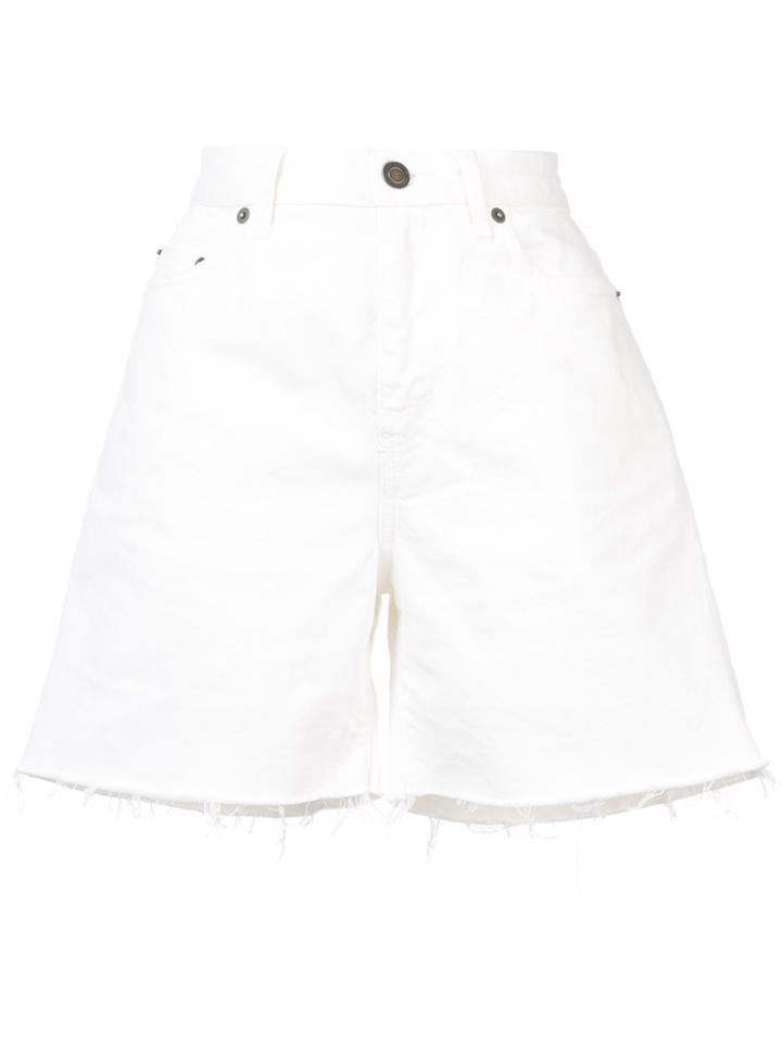 Saint Laurent Baggy Frayed Shorts - White