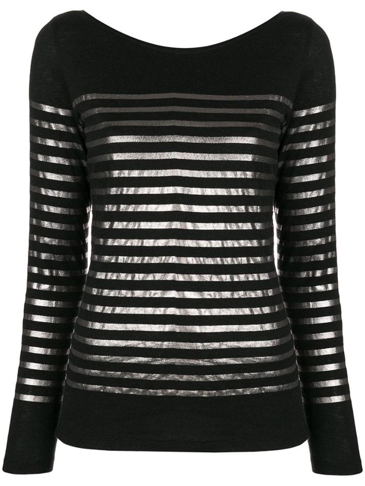 Majestic Filatures Metallic Stripe Sweater - Black