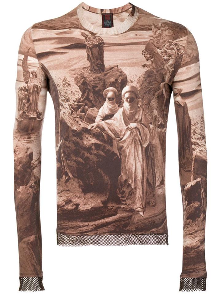 Jean Paul Gaultier Vintage Religious Print Longsleeved Top - Brown