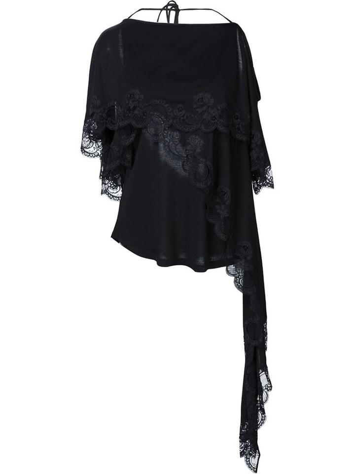 Givenchy Lace Detail Layered Blouse, Women's, Size: 40, Black, Viscose/silk