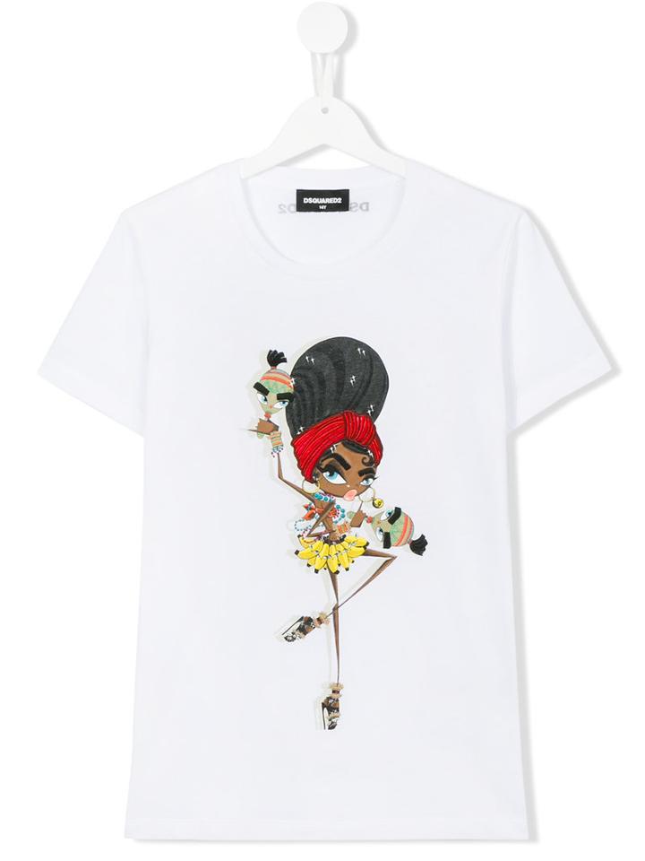 Dsquared2 Kids Print T-shirt, Girl's, Size: 16 Yrs, White