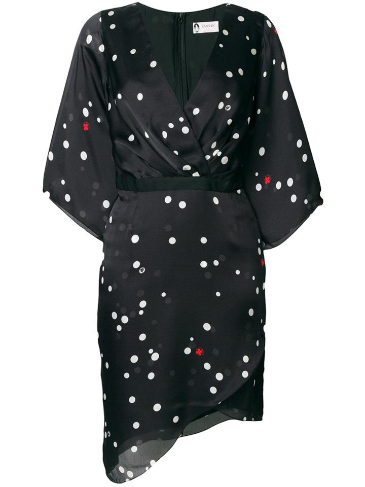 Lanvin Polka-dot Wrap Dress - Black