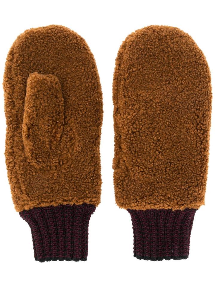 Bellerose Slip-on Mitten Gloves - Brown