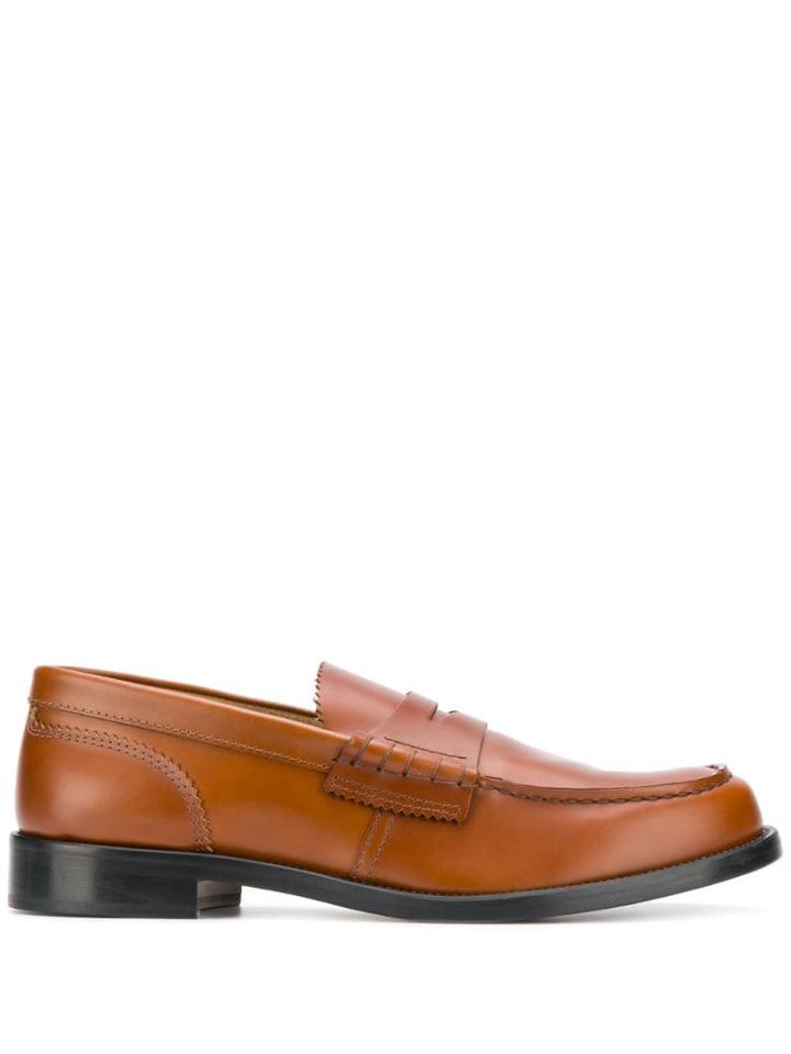 College Tonal Stitch Loafers - Brown