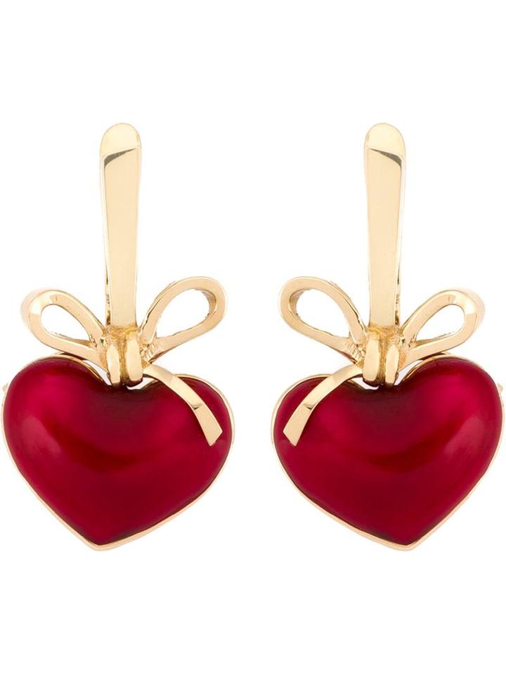 Kdia Heart Drop Earrings, Women's, Red