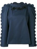 Fendi - Scallop Edge Blouse - Women - Cotton/polyester/viscose - 42, Blue, Cotton/polyester/viscose