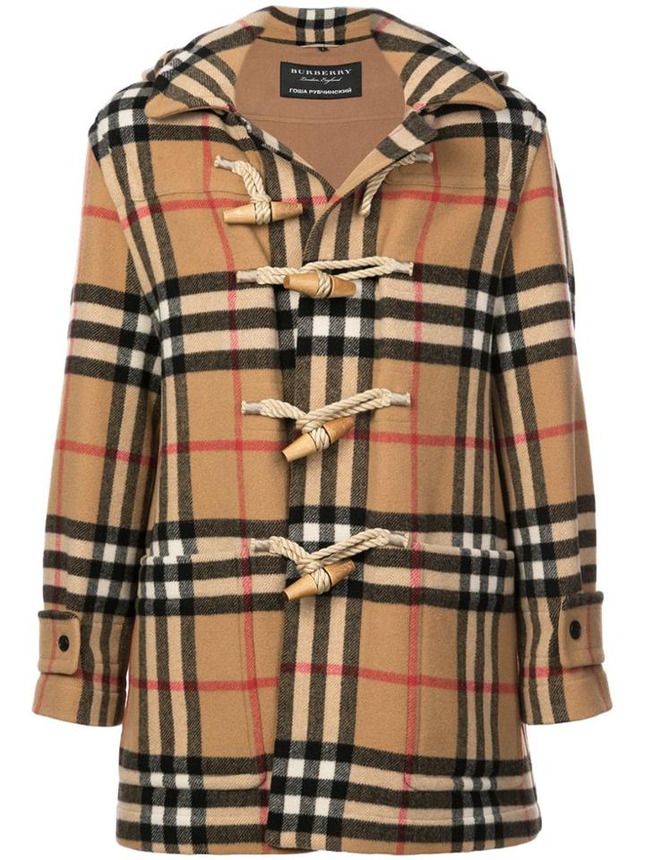 Gosha Rubchinskiy Classic Check Duffle Coat - Brown