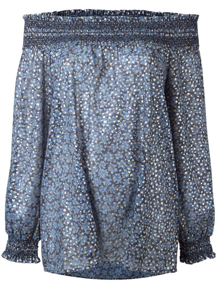 Michael Michael Kors Off The Shoulder Blouse, Women's, Size: Xs, Blue, Polyester