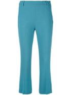 Ermanno Ermanno - Cropped Trousers - Women - Acetate/viscose/virgin Wool/polybutylene Terephthalate (pbt) - 44, Blue, Acetate/viscose/virgin Wool/polybutylene Terephthalate (pbt)